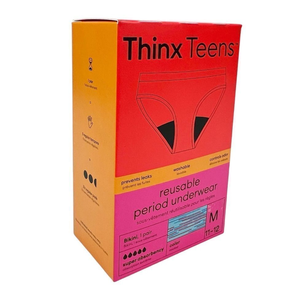 Thinx Teen Reusable Period Underwear Super Absorbency Blue Hologram Size M 11-12